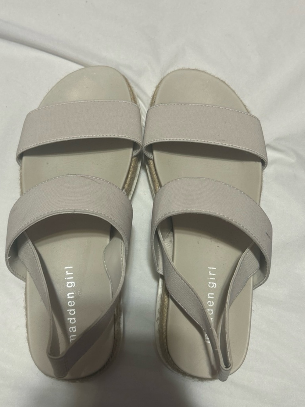 Madden Girl Light Beige Double-Strap Slide Sandals
